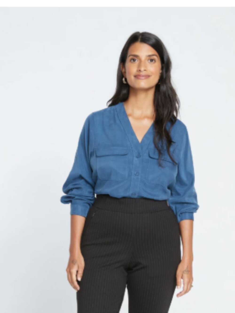 Universal Standard Cooling Stretch Cupro Button-Down Shirt Medium [18/20]